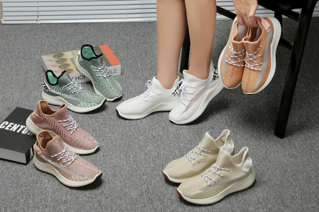 Nice Fashion Ladies flyknit Casual Shoes Green in Pink Gree White color