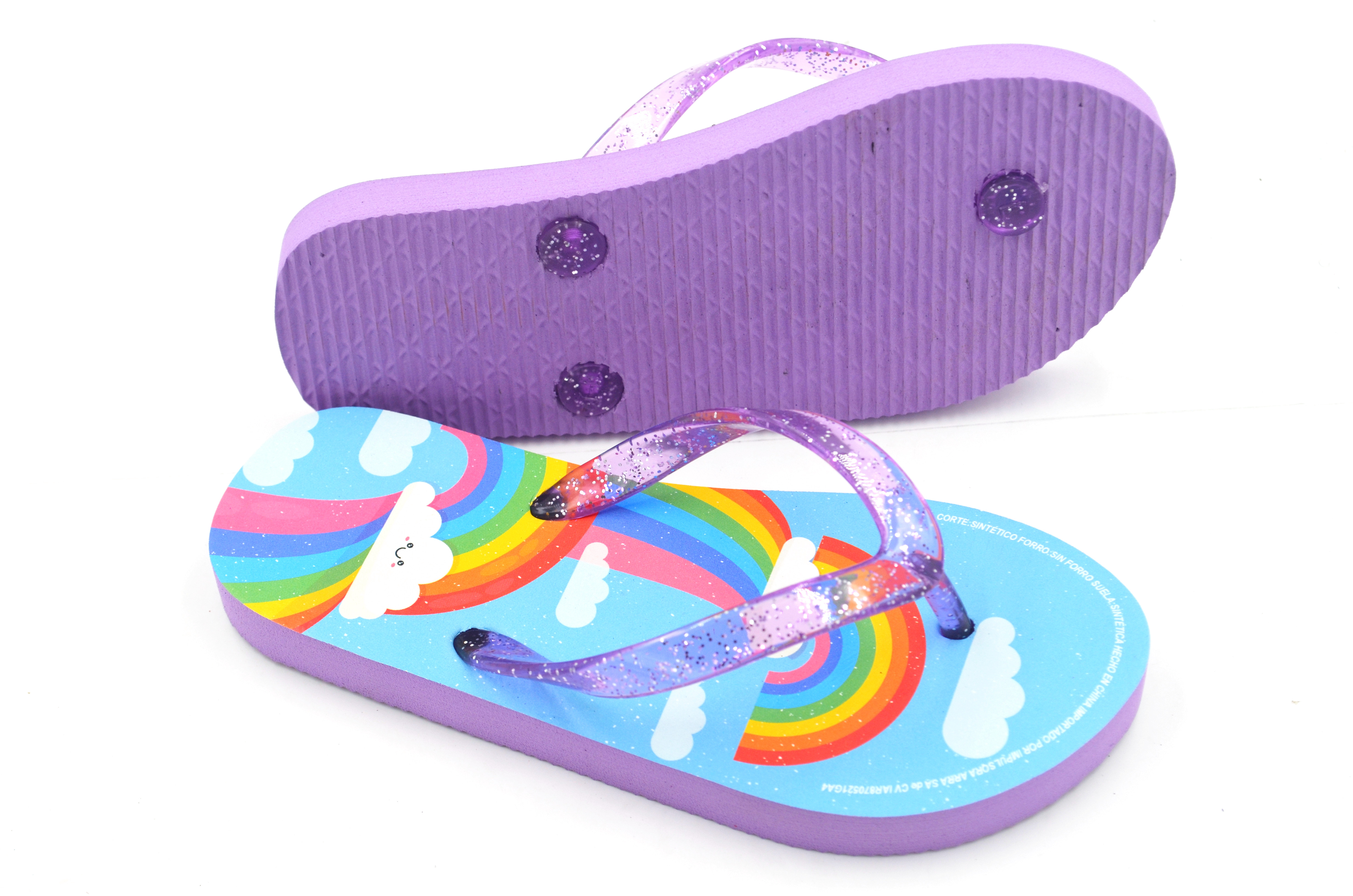 Purple Rainbow Kids Low Price Cartoon Flip Flops