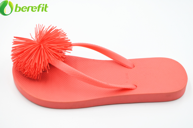 PVC Ladies Anti-slip Red Slipper Flower 