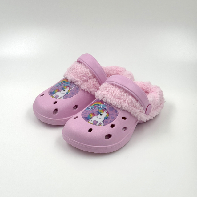GIRLS WINTER CLOGS FUR LINE FASHION CLOGS 