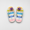 Wholesale Kids Rainbow Striped Flip Flops with 3D Flower Charm