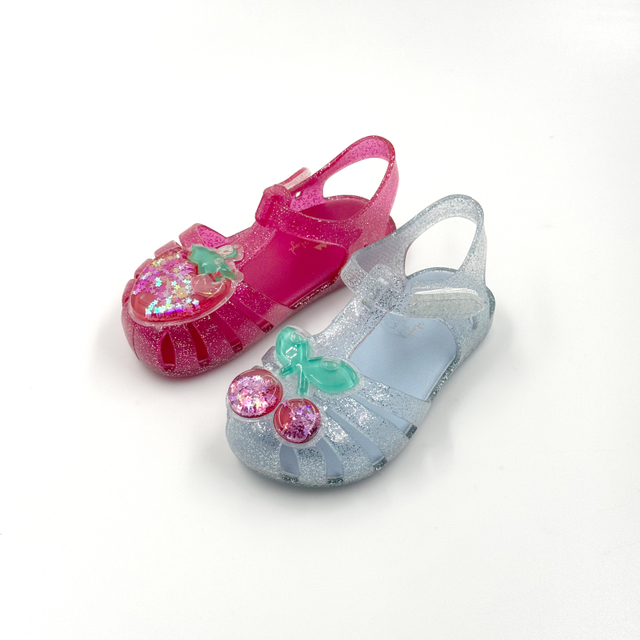 Wholesale Kids Glitter Jelly Sandals Fruit Applique PVC Supplier