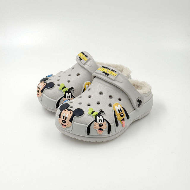 MICKEY BOYS WINTER CLOGS WITH FUR-LINED CARTOON SLIPPERS TRENDY HOUSE SLIPPERS 