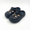 Women's Black Platform Clogs with Bow And Heart Charms Wholesale