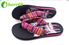 Ladies Black Ethnic Fabric Upper Sandal for Wide Feet 