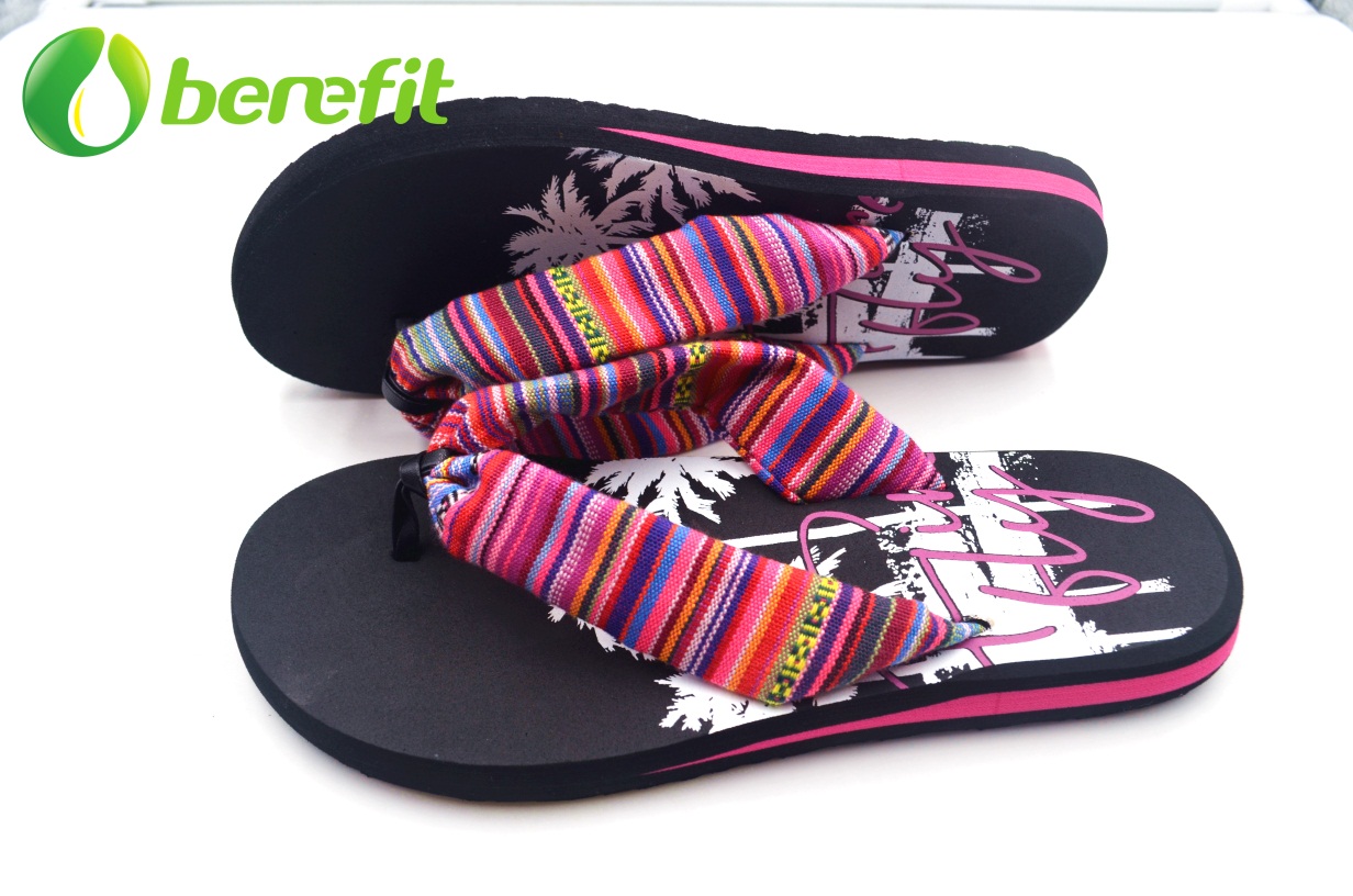 Ladies Black Ethnic Fabric Upper Sandal for Wide Feet 