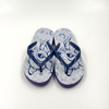 Wholesale Blue Floral Print Kids Flip Flops with Dark Straps