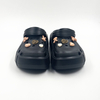 Women's Black Platform Clogs with Bow And Heart Charms Wholesale