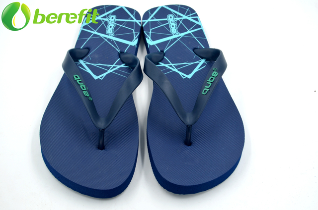 Men cheap flat printed PE flip flops 