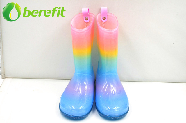 Junior PVC Tall Rainbow Printed Kids Rain Boots 