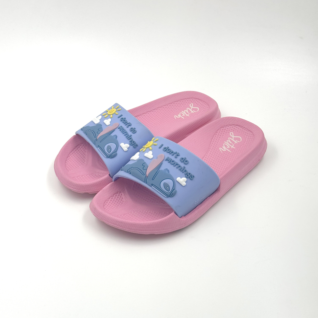 Wholesale Kids Pink & Blue Stitch Slides "I Don't Do Mornings"