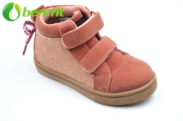 Orange Velvet Kids Shoes Size 12 with Two Vecro Straps 