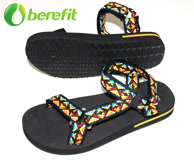 Sandals for Women with Platform EVA Sole And Jacquard Ribbon Upper