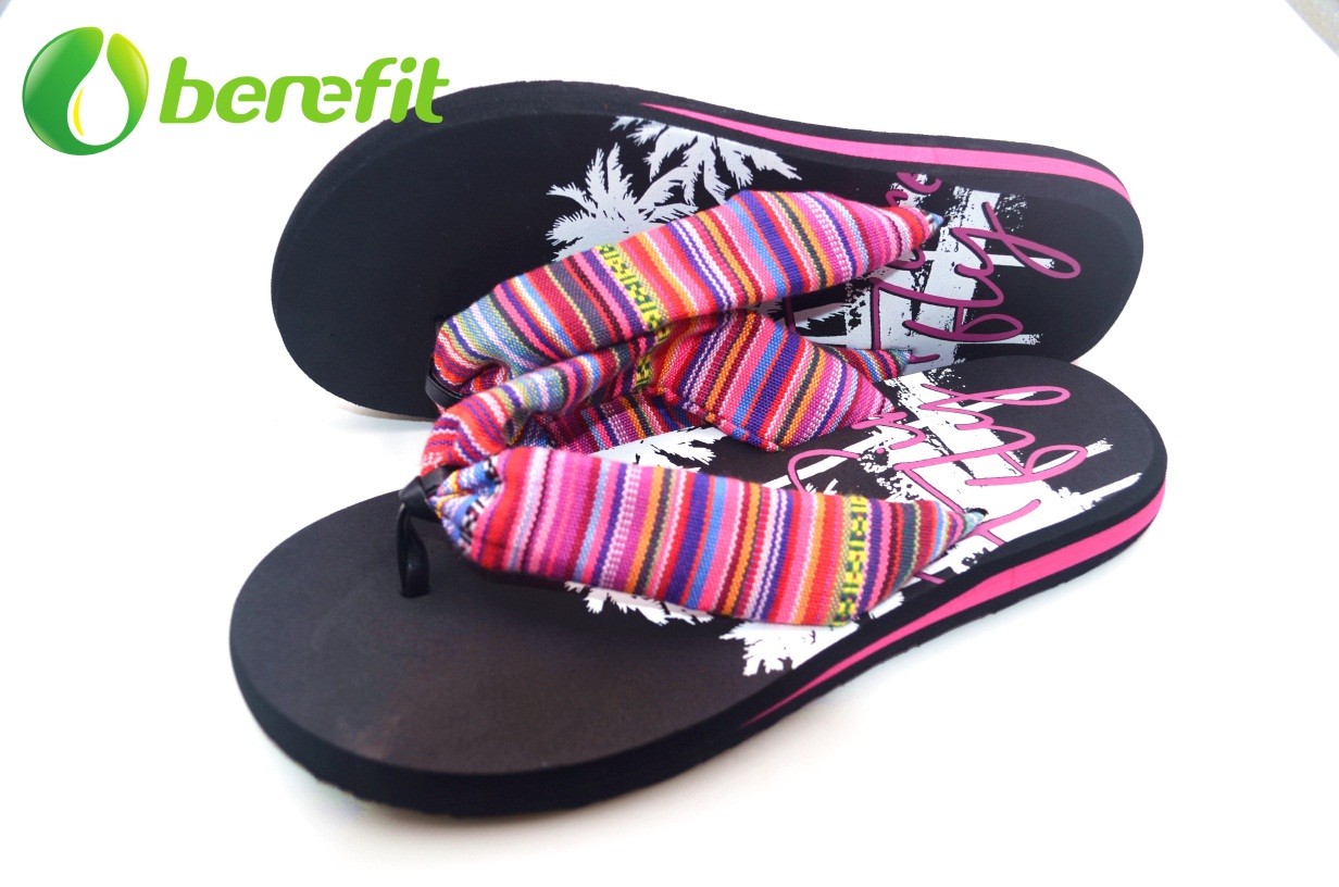 Ladies Black Ethnic Fabric Upper Sandal for Wide Feet 