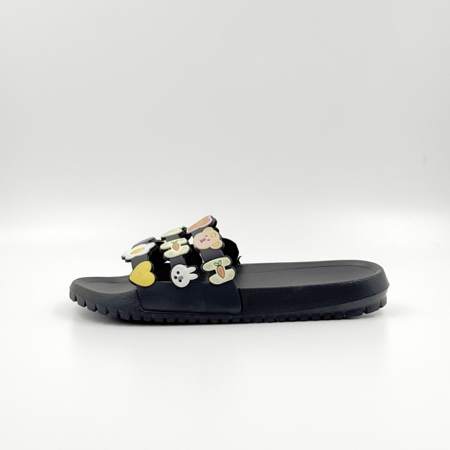 WOMEN FLOWER SLIPPERS EVA BLACK CARTOON SANDALS
