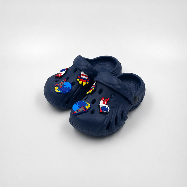Wholesale Kids Navy Space Theme Clogs Astronaut & Rocket Charms