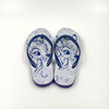 Wholesale Blue Floral Print Kids Flip Flops with Dark Straps