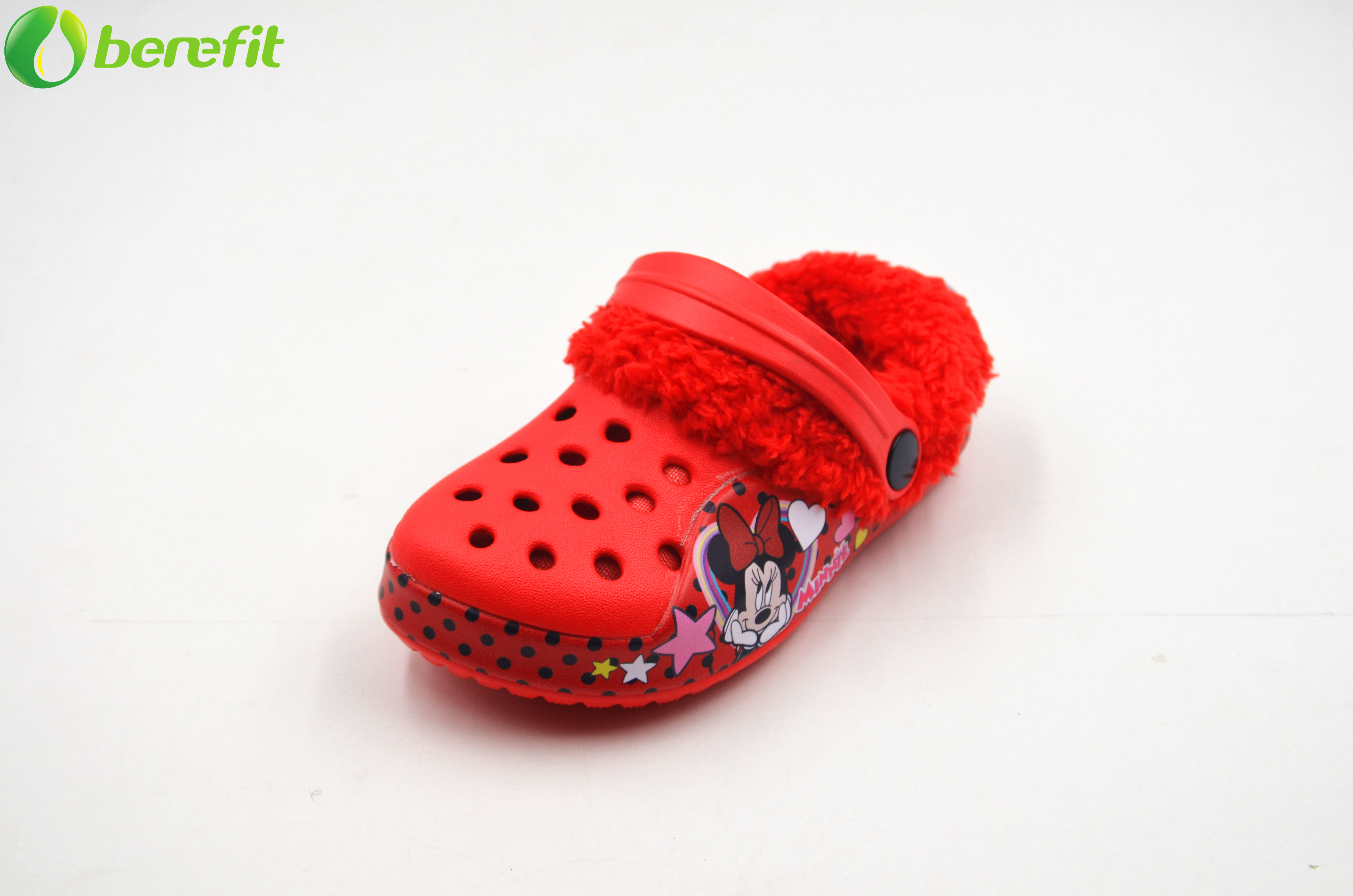 Winter Red Minnie Mouse Fur-lined Clogs for Children 