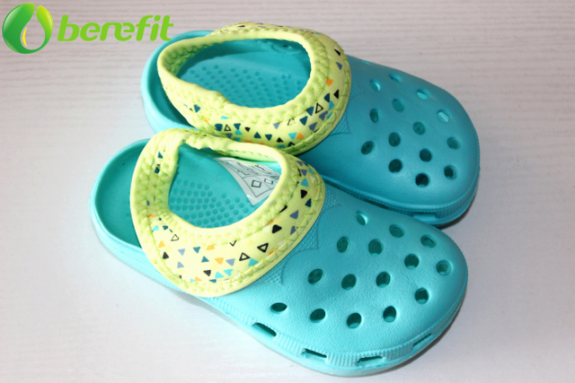 Toddler Kids New Design Green Garden Clogs with Elastic Back Strap 