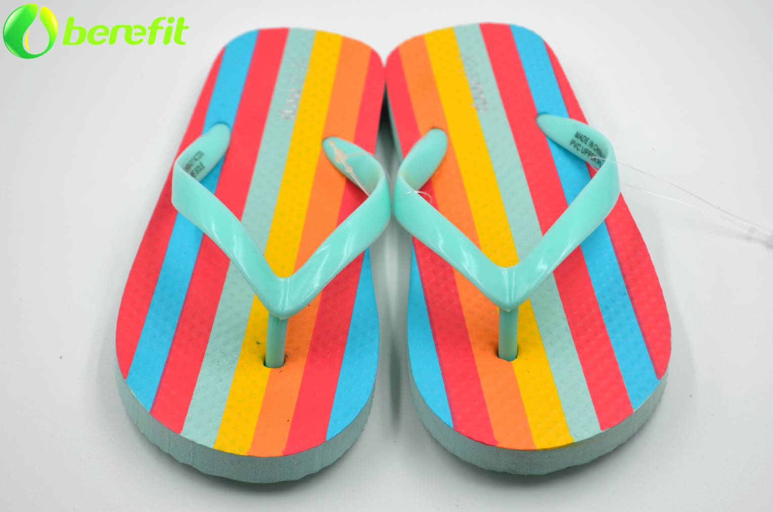 Interesting Lady Coloful Strip Flip Flops Slippers 