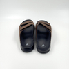 MEN BROWN LEATHER OPEN-TOE FLAT SLIDE SANDALS