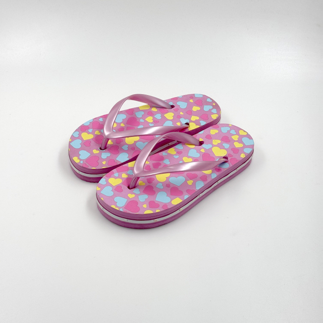 Kids Light Up Flip Flops with Colorful Heart Print Wholesale