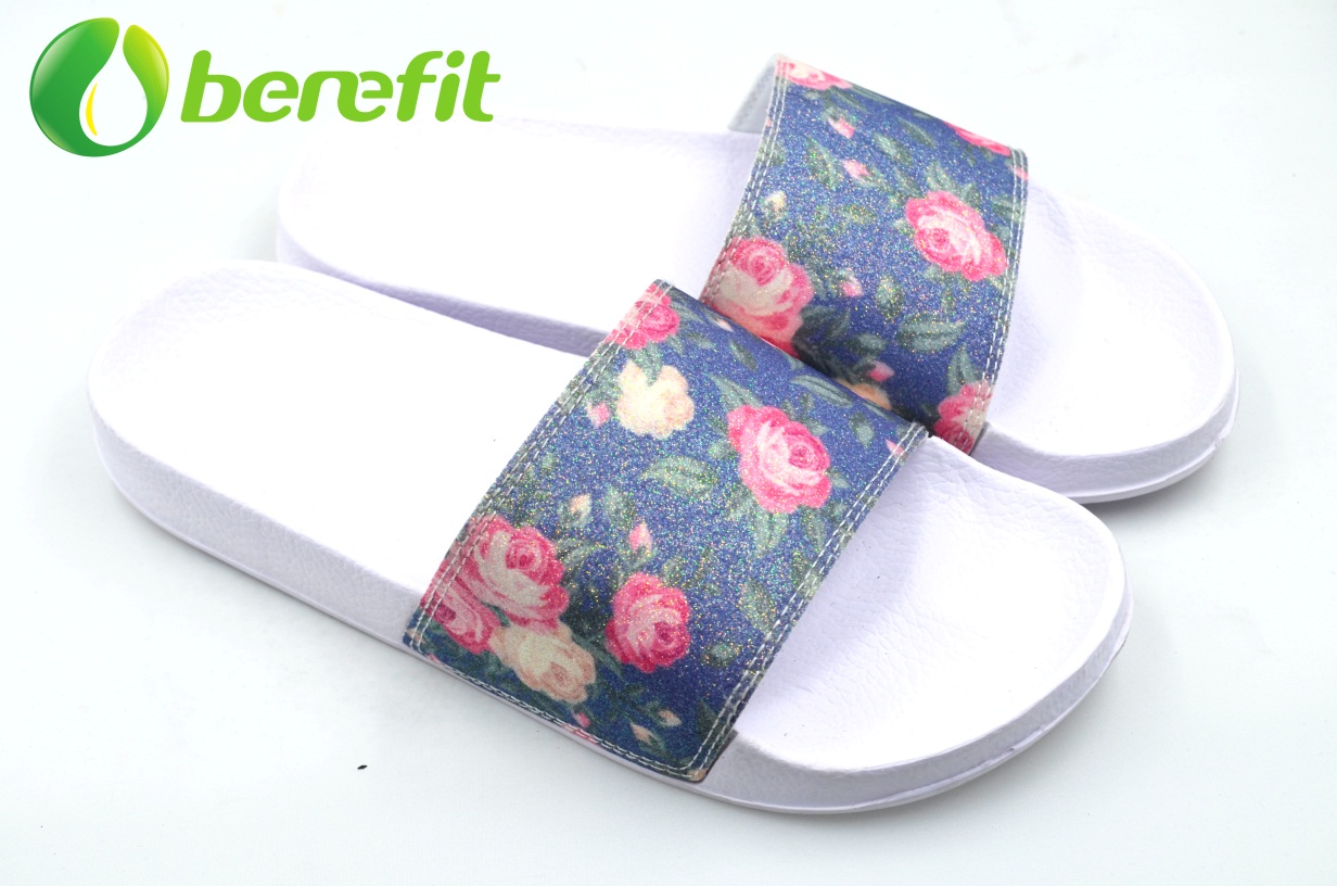 Glitter Flower Comfortable Women's Slide Sandals for Walking 