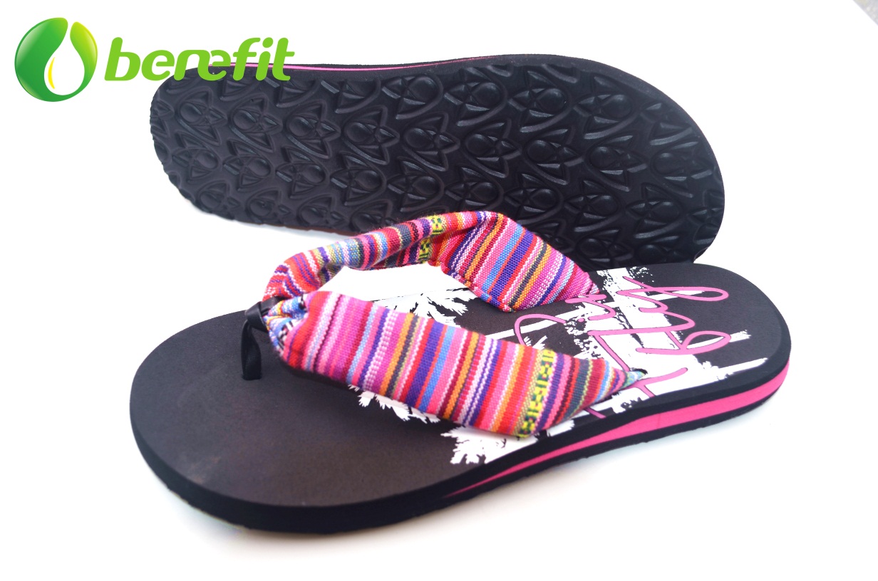 Ladies Black Ethnic Fabric Upper Sandal for Wide Feet 