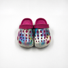 Wholesale Colorful Tie-Dye Kids Clogs with Pink EVA Strap
