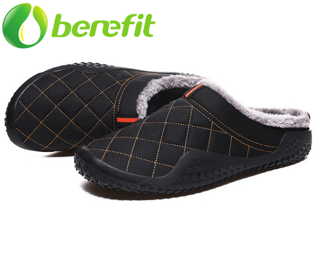 Men's Slip on Fur Lined Open Back Indoor Slippers 