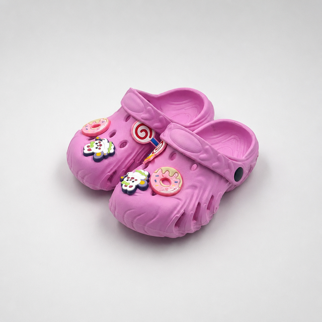 Bulk Kids Pink EVA Clogs with Dessert & Candy Charms