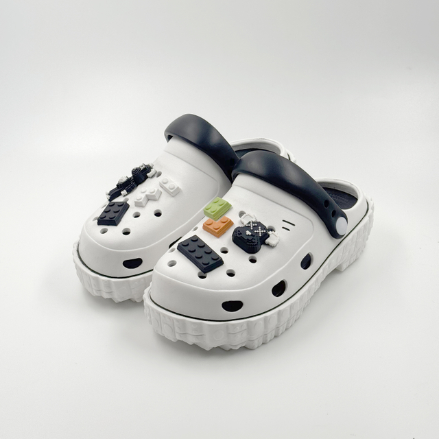 WOMEN BLACK AND WHITE SHOES COMFORTABLE CLOGS KAWS SHOES