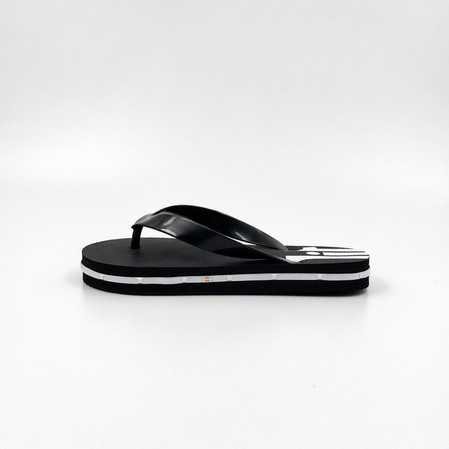 Bulk LED Light Up Kids Flip Flops | Wholesale Black Striped Summer Sandals