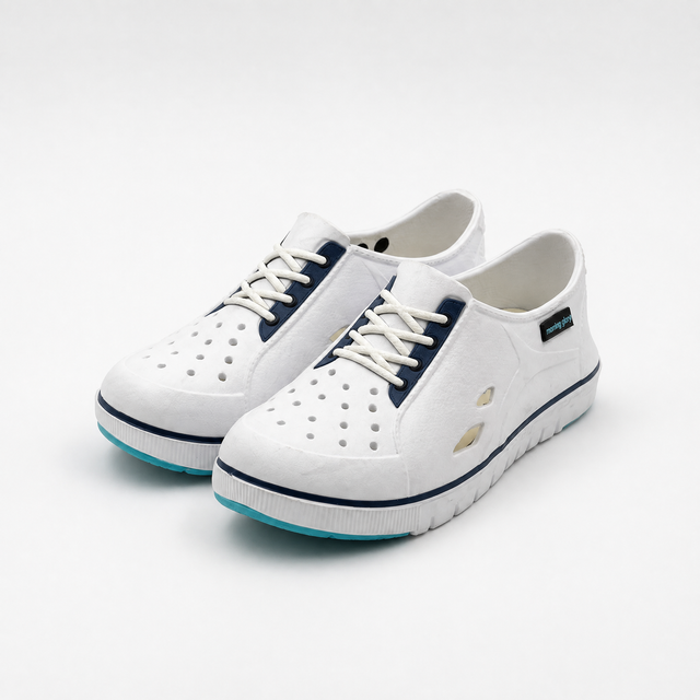 Bulk Kids White Sporty School Clogs with EVA Decorative Laces