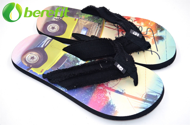 Canvas Strap Mens Flatform Sandals 
