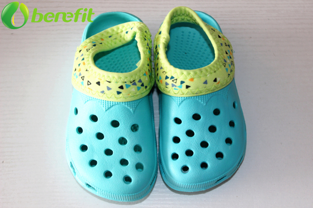 Toddler Kids New Design Green Garden Clogs with Elastic Back Strap 