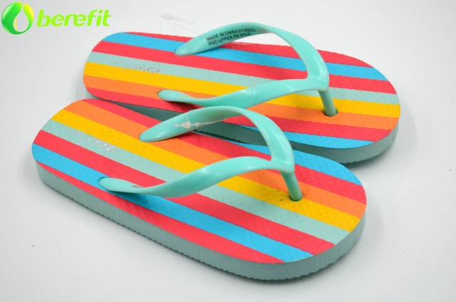 Interesting Lady Coloful Strip Flip Flops Slippers 