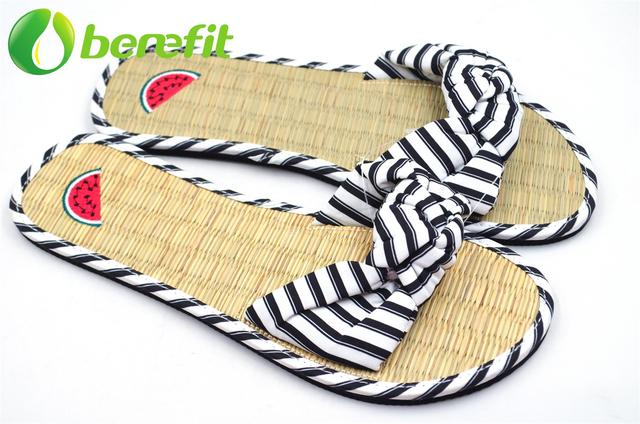 Women Flat Sandals With Natural Straw Insole 