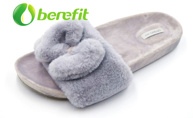 Comfortable Women's Slippers with Artificial Wool Upper Having Bowknot Design