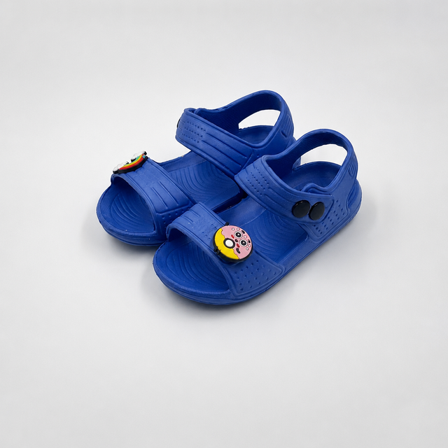 Bulk Kids Blue Open-Toe Sandals with Cartoon Charms & Ankle Strap