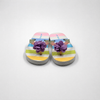 Wholesale Kids Rainbow Striped Flip Flops with 3D Flower Charm