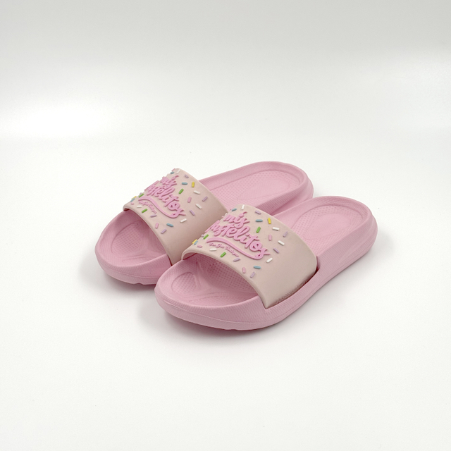 GIRLS PINK CANDY NON SLIP SLIPPERS SLIDERS 