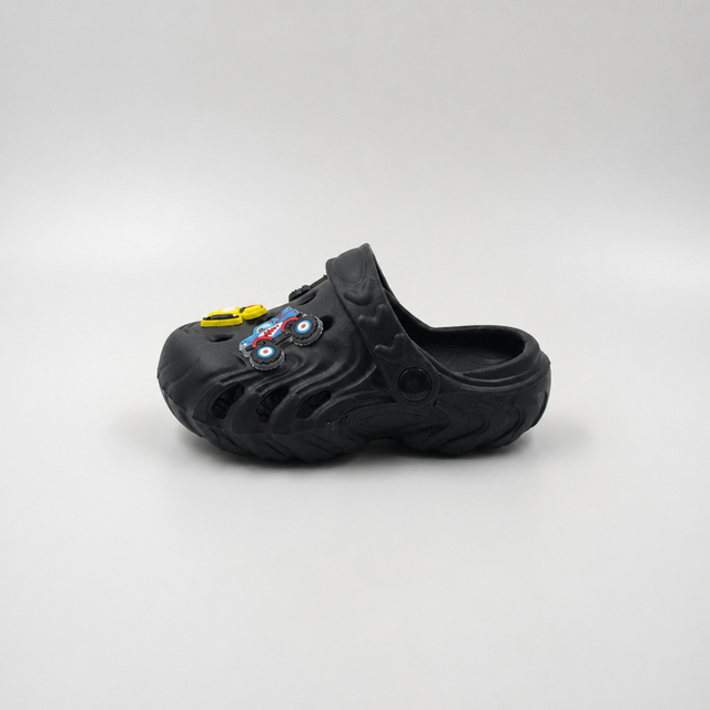 Wholesale Kids Black Clogs with Construction Vehicle Charms