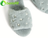 Furry Slides with Pearls Mint Women's House Slippers 