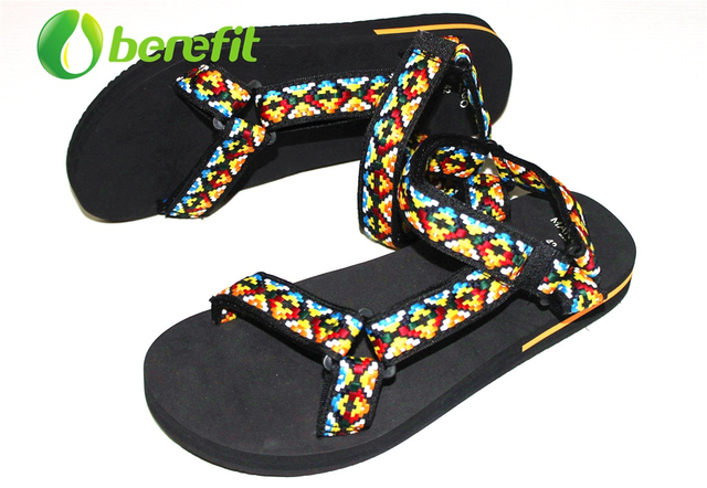 Sandals for Women with Platform EVA Sole And Jacquard Ribbon Upper