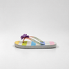 Wholesale Kids Rainbow Striped Flip Flops with 3D Flower Charm