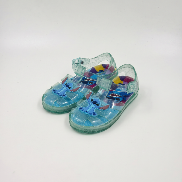 Wholesale Stitch Glitter Kids Jelly Sandals PVC Beach Shoes