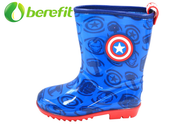 Ankle Boots And Kids Rain Boots with Fashion Captain America Design And Kids Water Proof Style