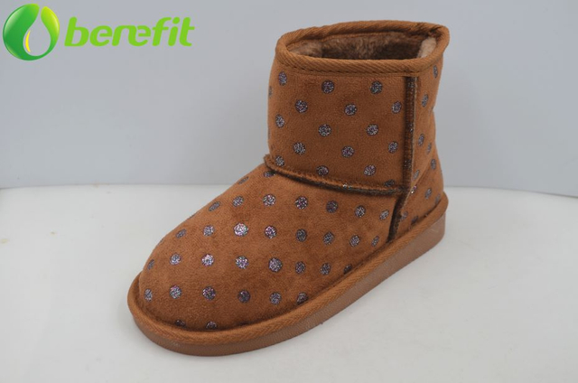 Womens Suede Fur Polka Dots Snow Boots 
