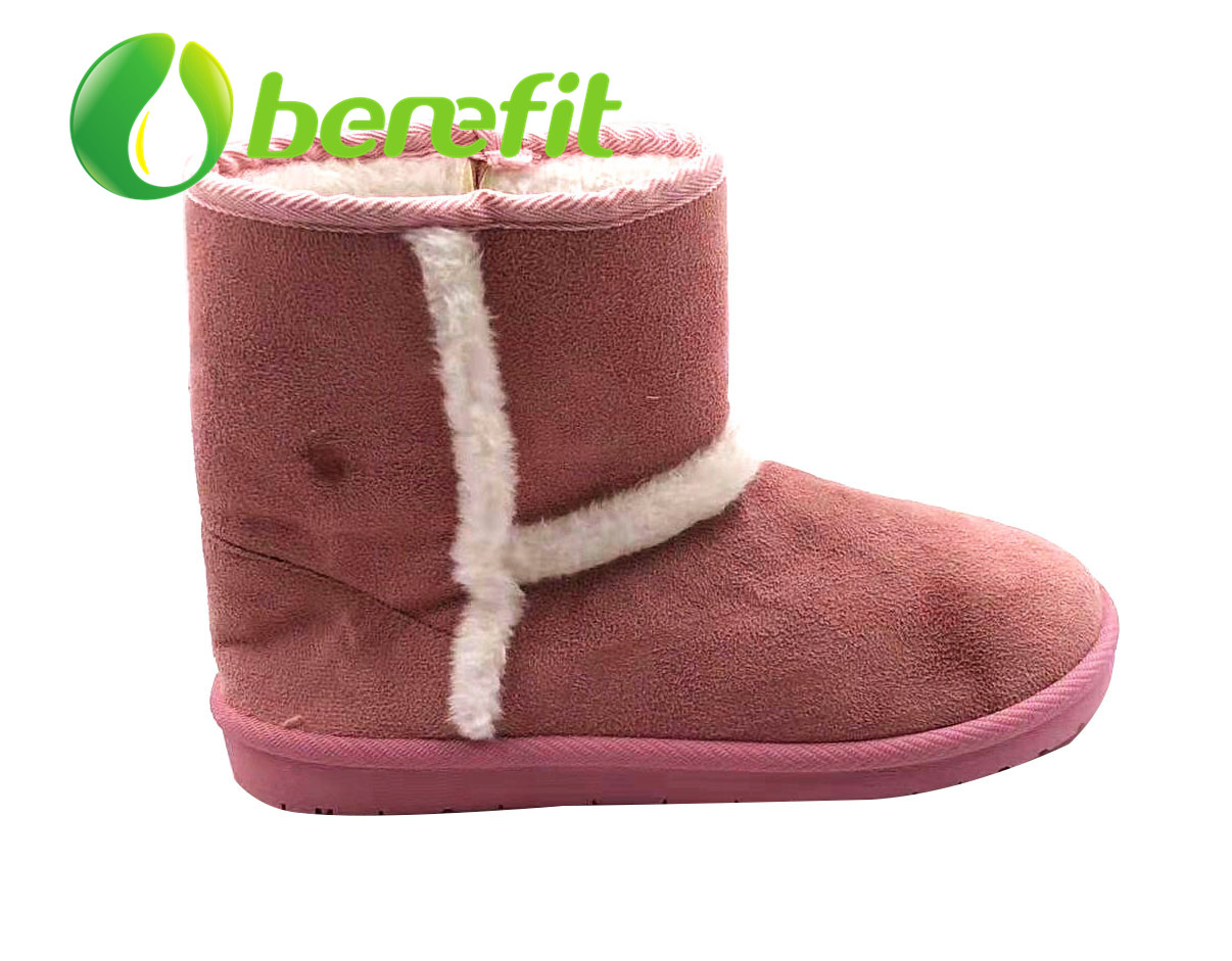 Women Boots And Ankle Boots with Fur Upper And PVC Sole for Winter in Pink And Brown 